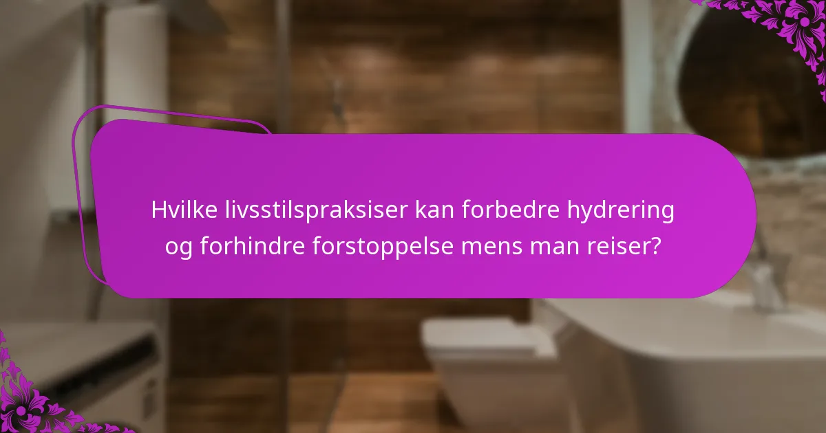 Hvilke livsstilspraksiser kan forbedre hydrering og forhindre forstoppelse mens man reiser?